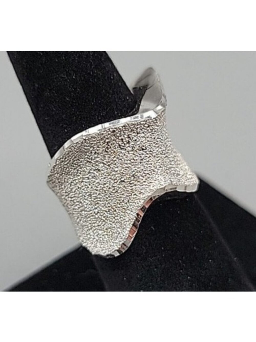 Vintage Sterling Silver Diamond Drizzle Cut Wave Ring Milor Italy Size 6.5 925 - Picture 3 of 16